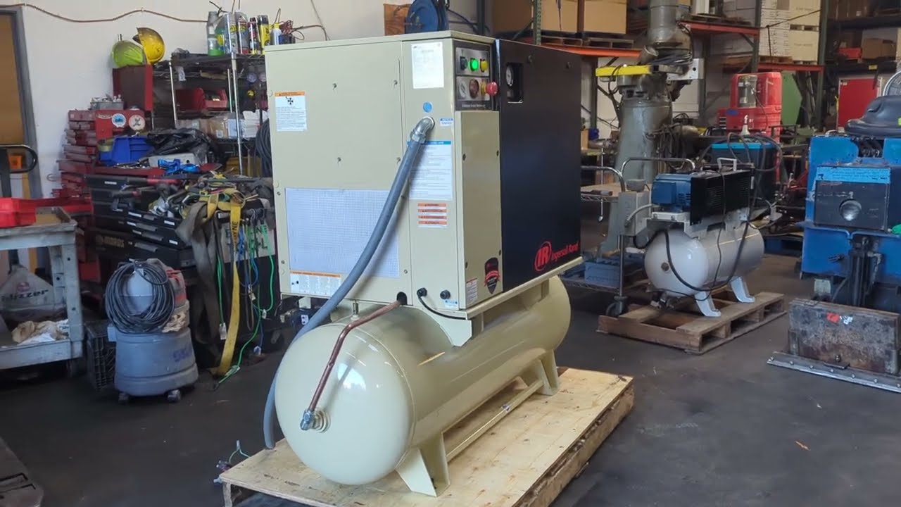 Ingersoll Rand 5 HP Rotary Screw Air Compressor with 80 Gallon Tank 9641 Hours