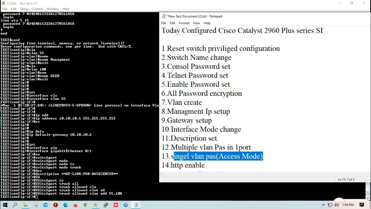 CISCO Manageable Catalyst2960. Basic Configuration