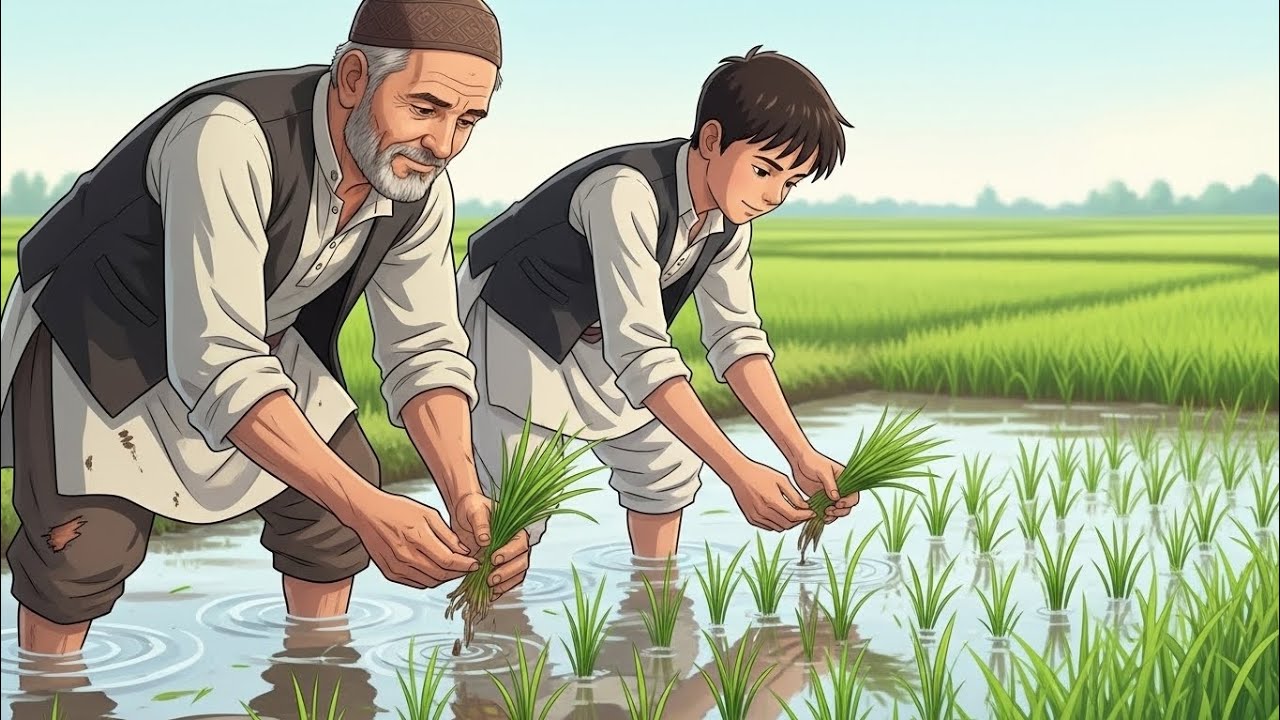From the Rice Fields to Home – A Peaceful Afghan Village Story_ Ghibli style 