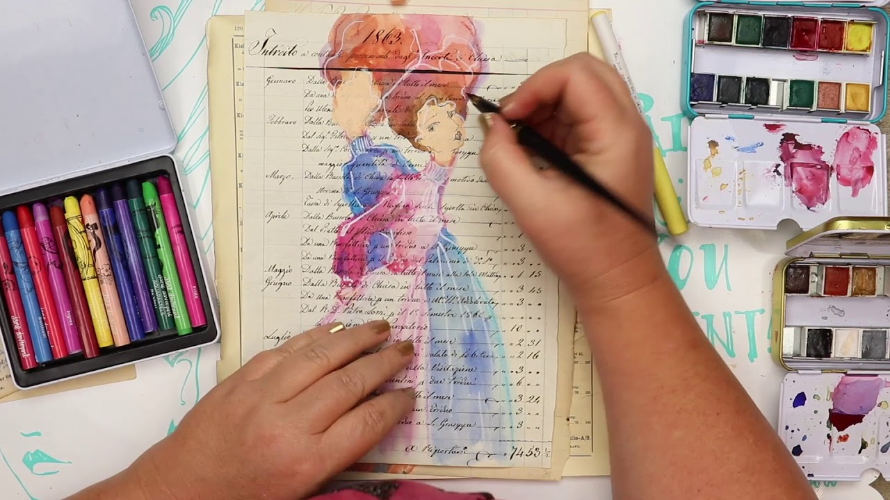 Watercolor on Vintage paper with Jane Davenport
