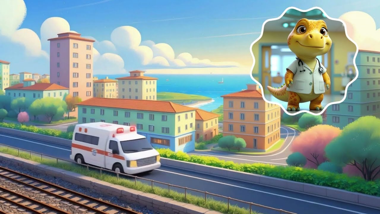 Dino Meets the Rescue Team | Police Car, Fire Truck and Ambulance Song | Playdate Hub