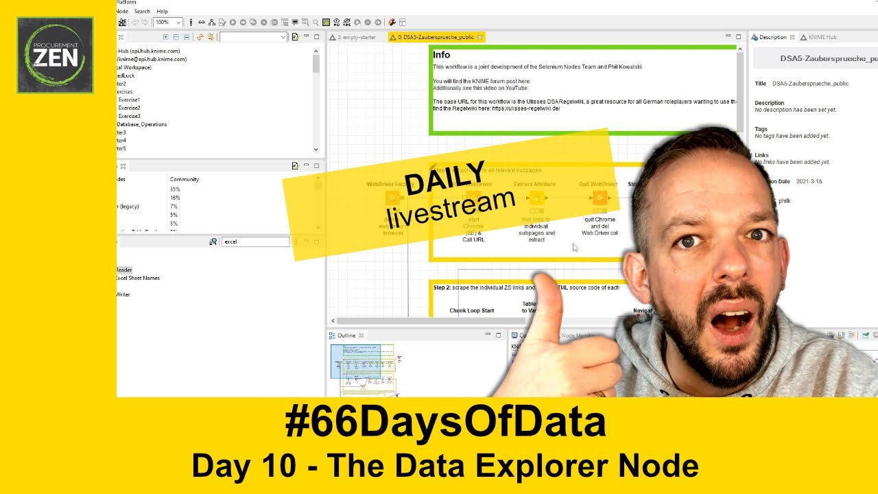 KNIME data explorer node - day 10 - 66 days of data with KNIME