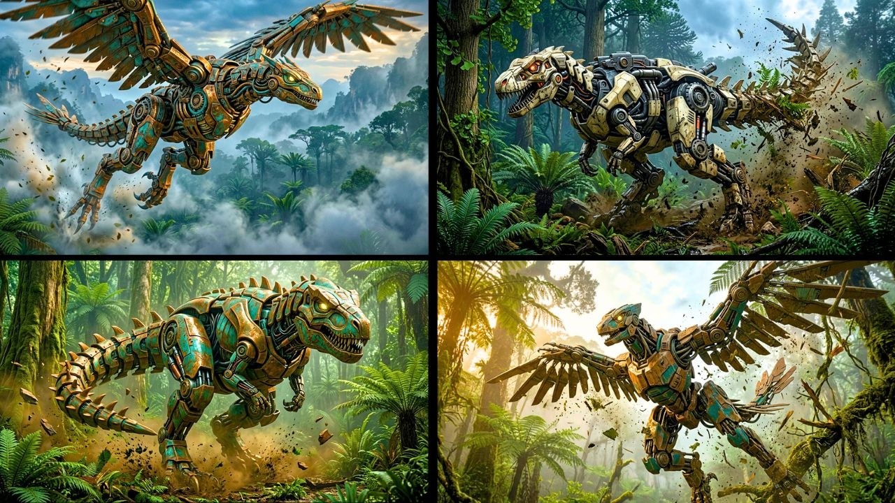 Dinosaur Mecha Transformation: Spinosaurus & More Become Robot Titans! (AI Animation)