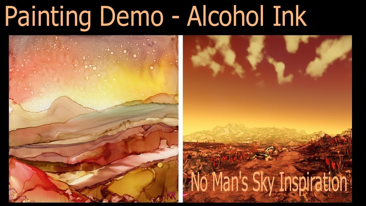 #4 Alcohol Ink Abstract/Landscape Painting Demo on tile - kristarobertsonart