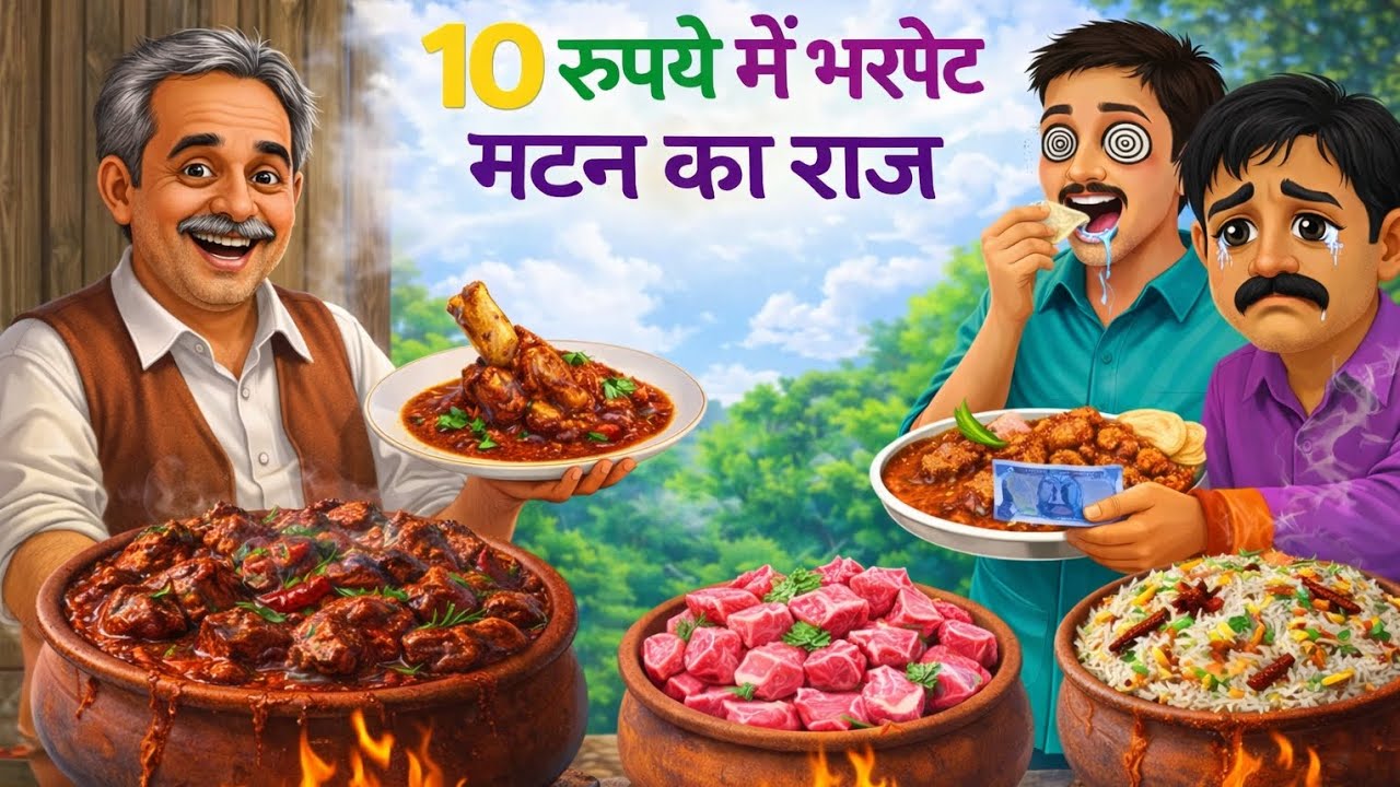 ₹10 वाली मटन बिरयानी का जादुई राज | 10 Rs. Mutton Biryani Story | Hindi Kahani | Cartoon Animation