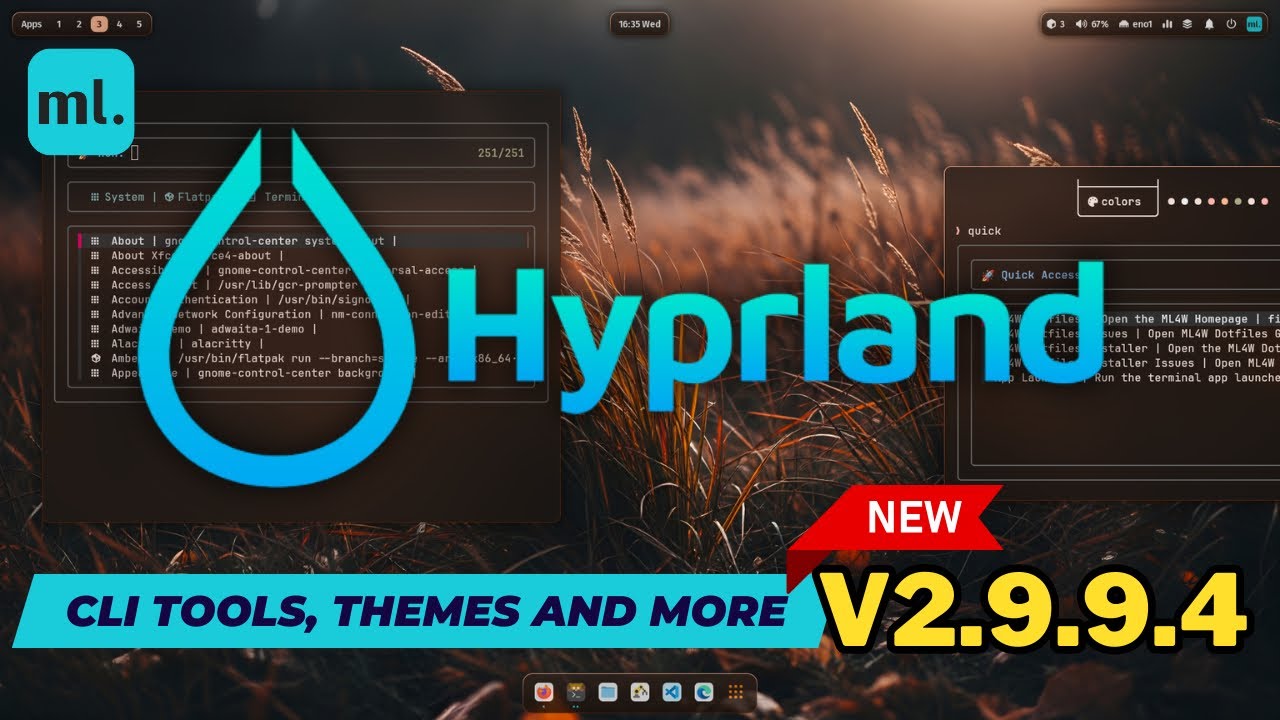 Новые Dotfile-файлы ML4W для Hyprland 2.9.9.4: новые инструменты командной строки и глобальные темы.