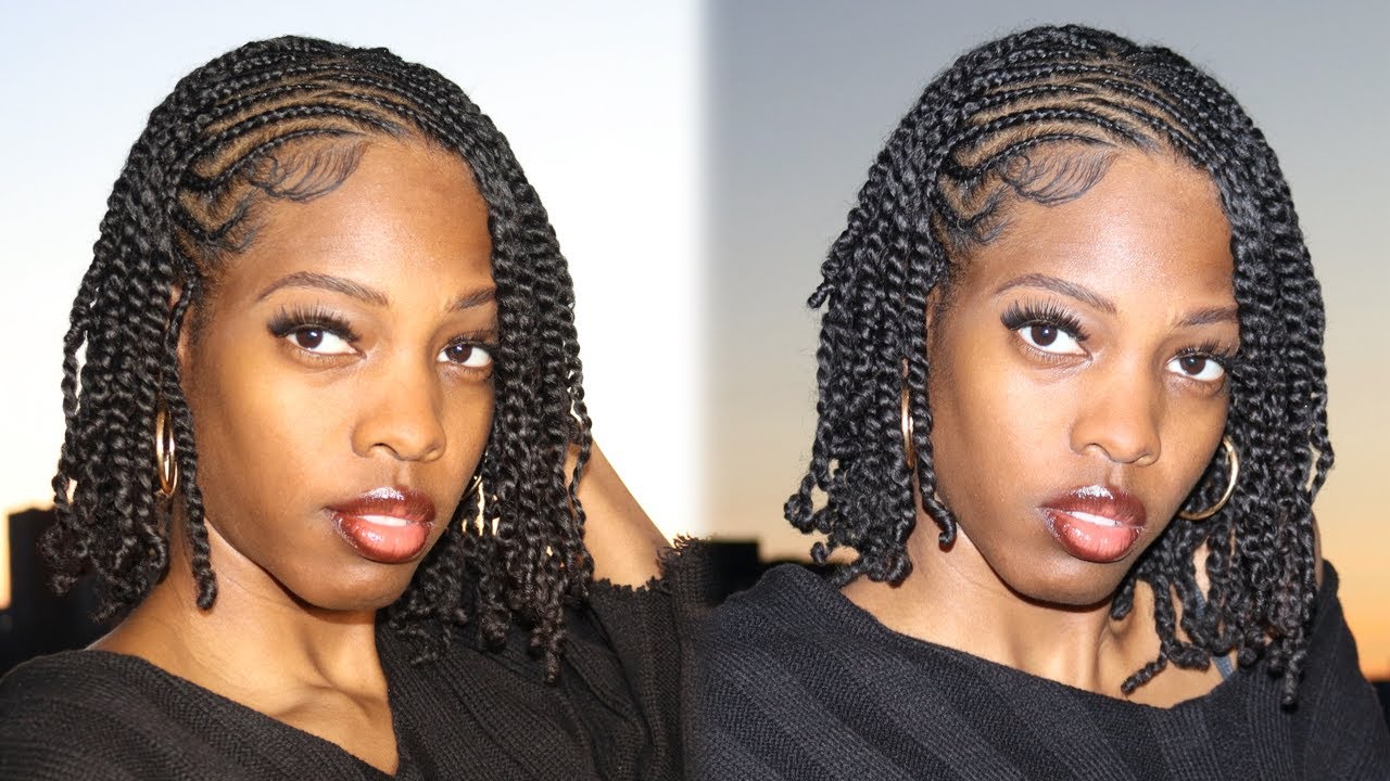Cornrow Front Mini Twist Back Bob! Natural Hair Only! No Heat Protective Style!
