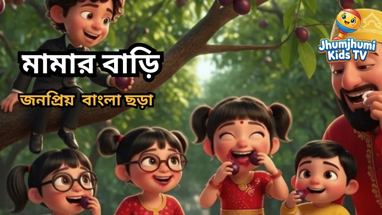 আয় ছেলেরা আয় মেয়েরা | Ay Chelera Ay Meyera | Mamar Bari Poem | Jhumjhumi Kids TV| 3D Bangla Cartoon