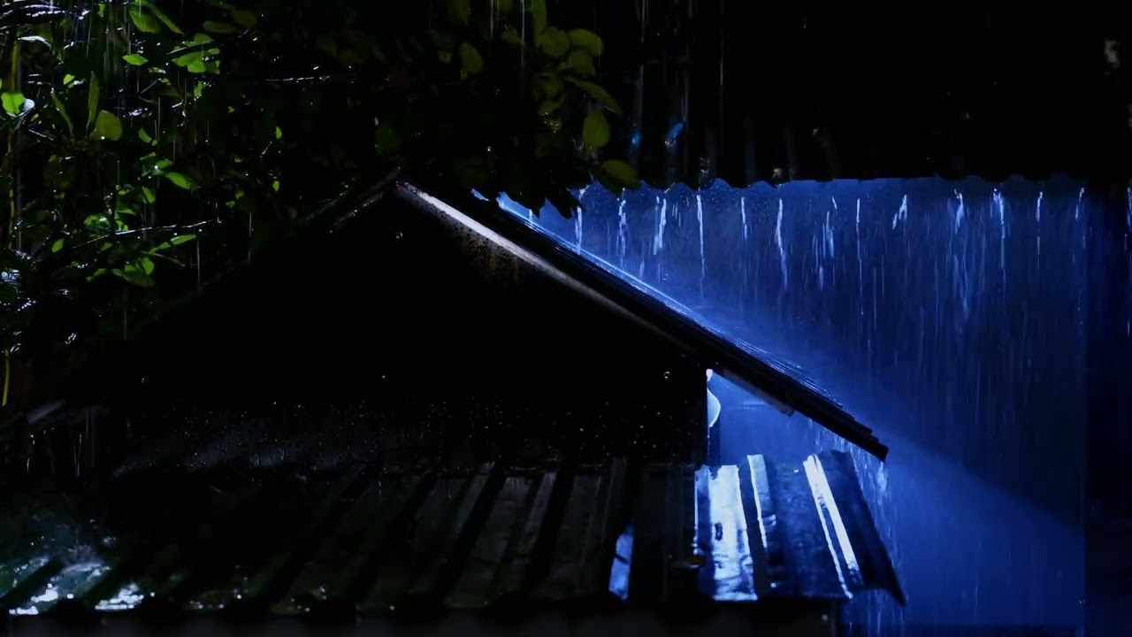 Fall Asleep and Stay Asleep with BLACK SCREEN Heavy Rain at Night, No Thunder