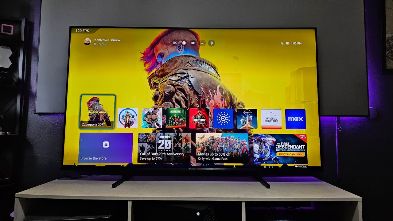 Hisense U8k: Gaming settings with HDR and Dolby Vision