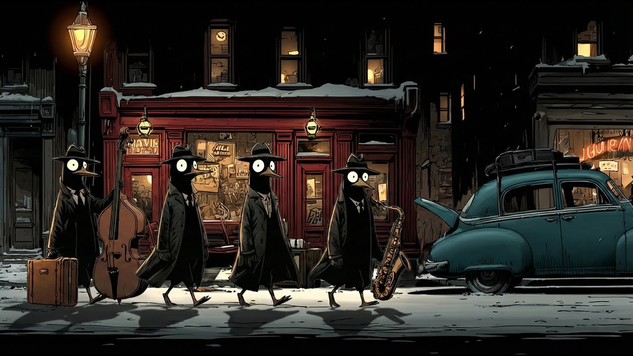 Jazz for Deep Focus & Work – Penguins Walk Through the Night City