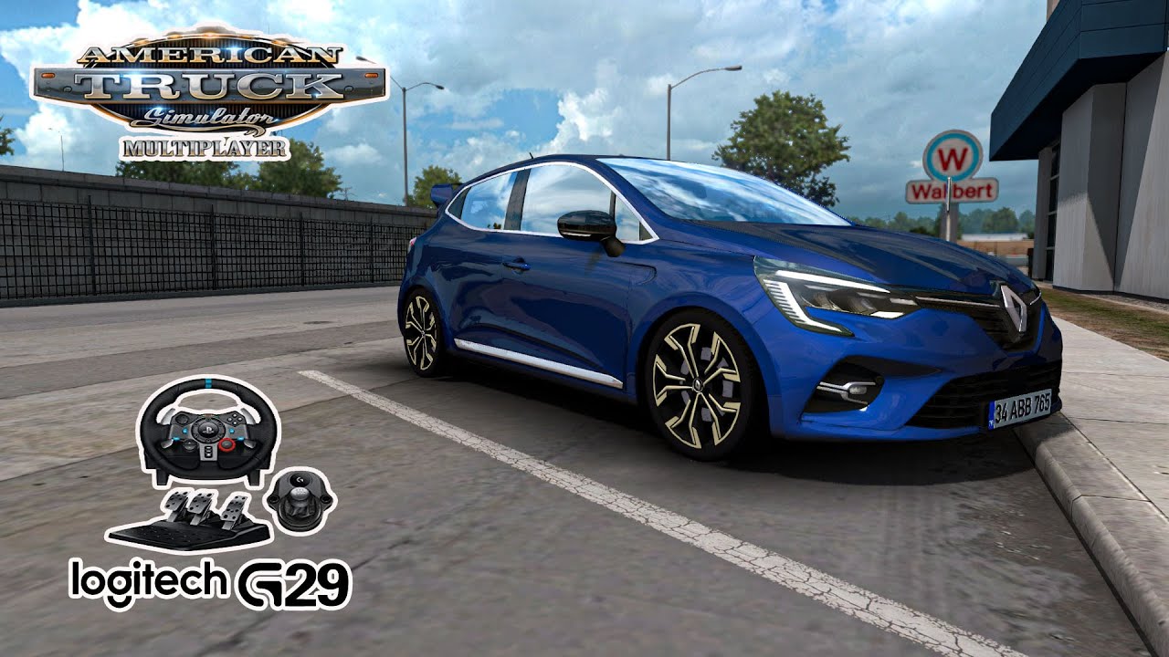 American Truck Simulator 1.38  Renault Clio Real Hands Logitech g29 gameplay