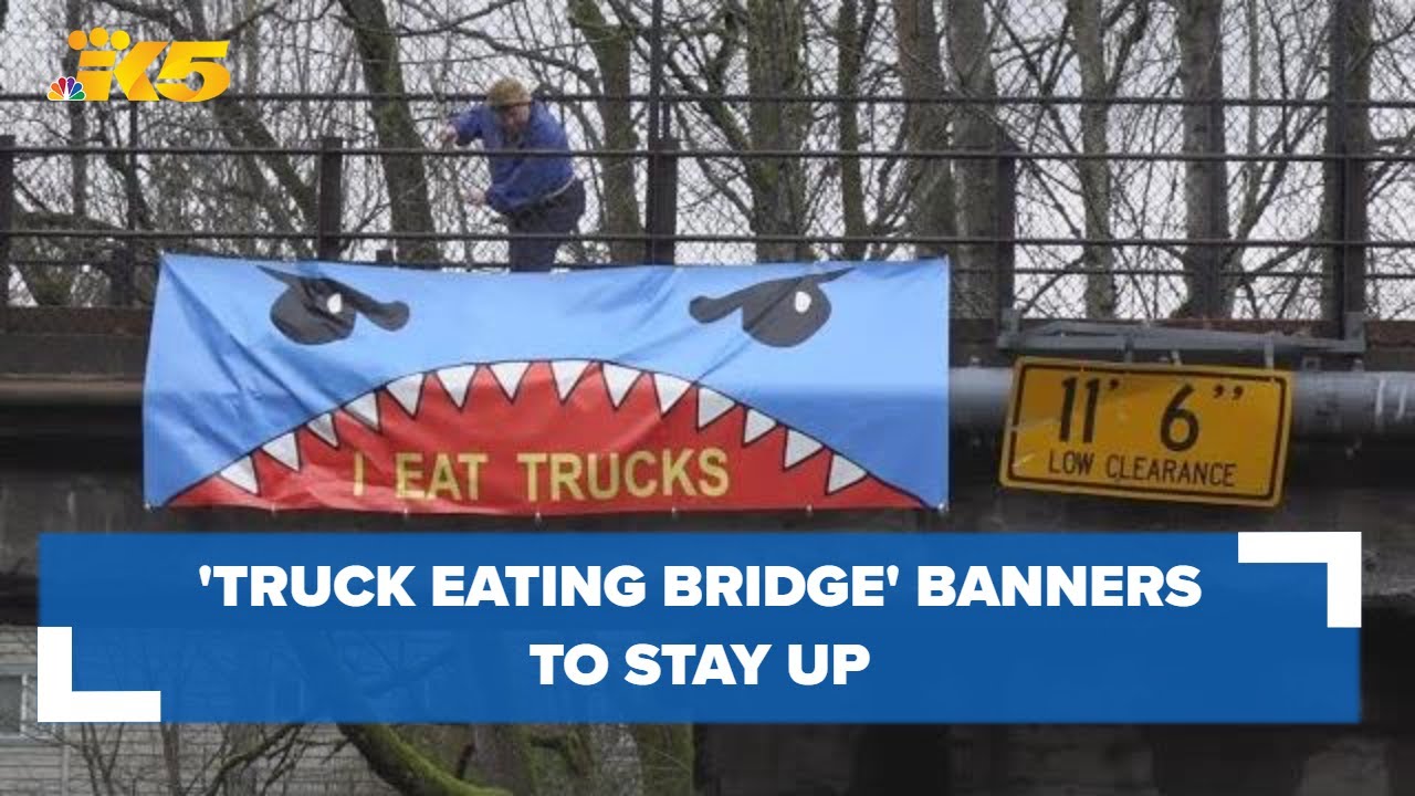 Kirkland to allow residents to keep banners warning of 'truck eating' bridge displayed