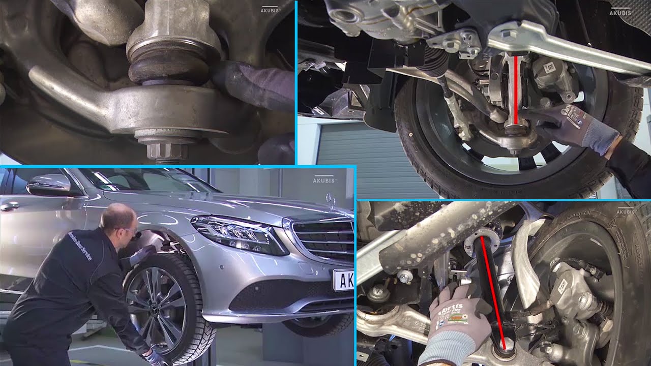 Mercedes-Benz — визуальная проверка амортизаторов, пружин, резиновых пыльников, стоек жесткости, ...