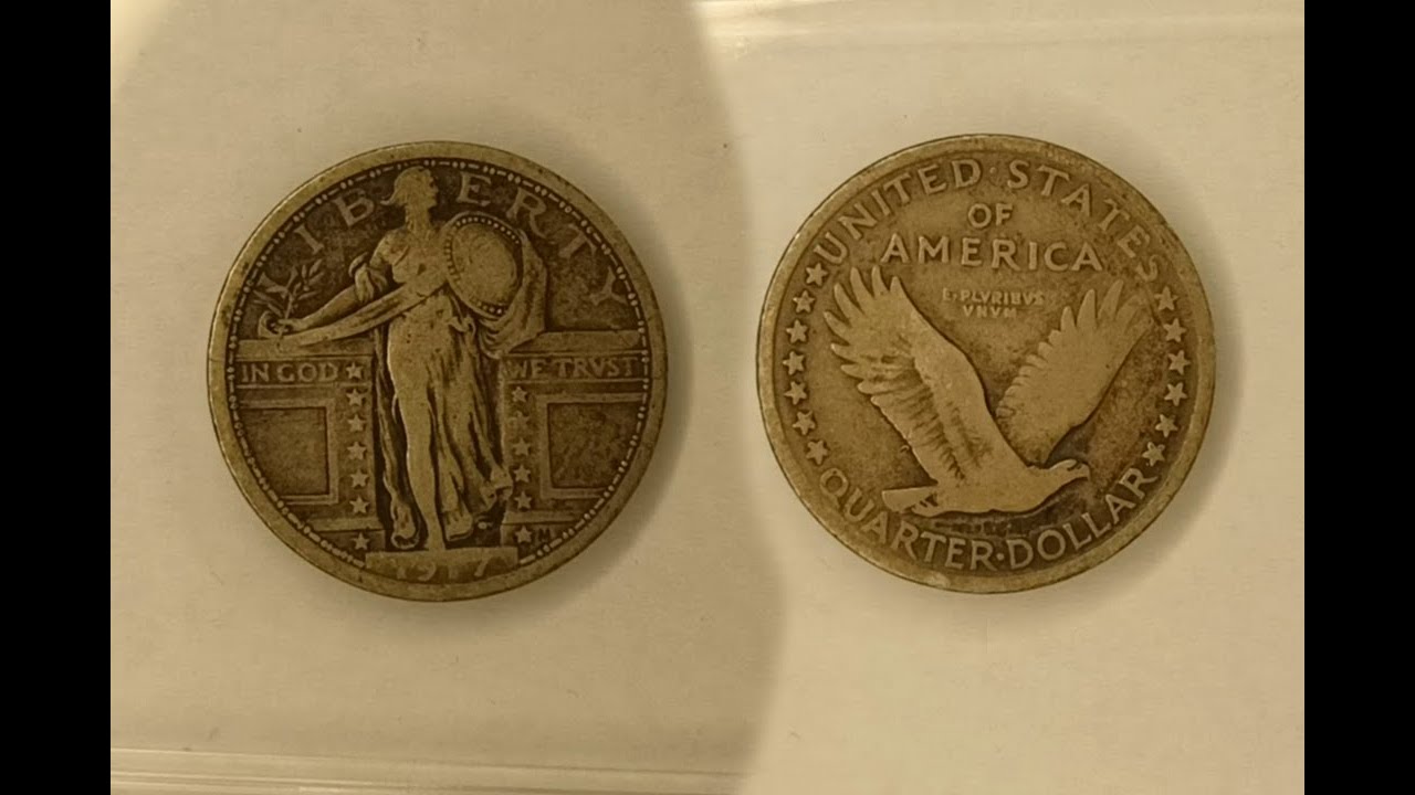 U.S. Coins: 1917 (P) Standing Liberty Silver Quarter Dollar Type-1, Philadelphia Mint