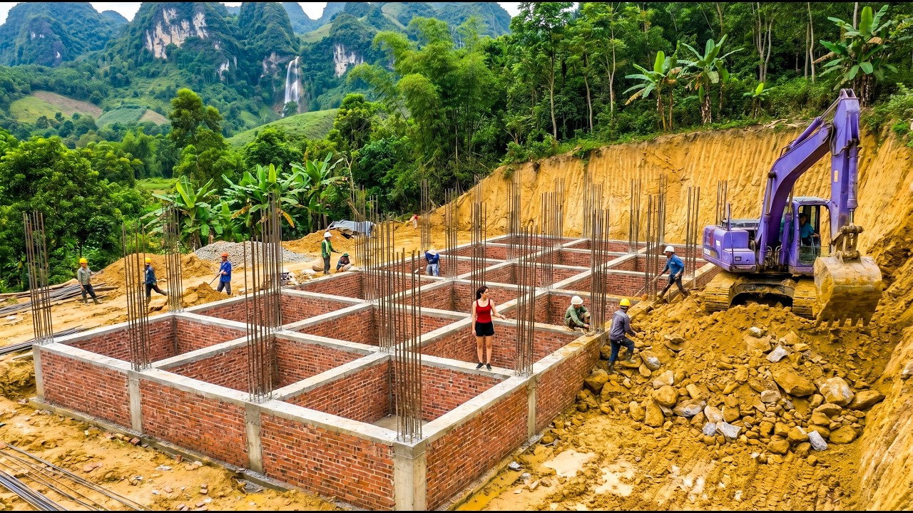 TIMELAPSE- Building a Dream Villa for a Young Woman After Years Living in the Forest