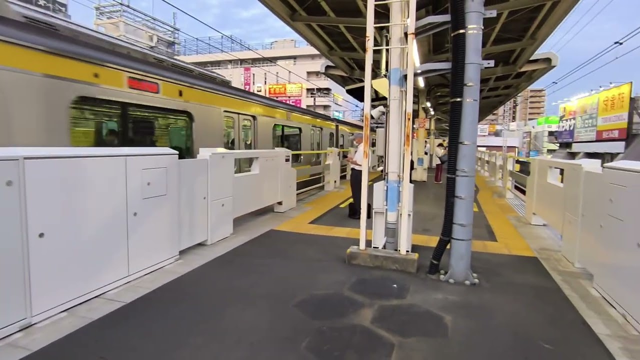 【発車メロディ変更前】総武線 本八幡駅 発着シーン 広角撮影