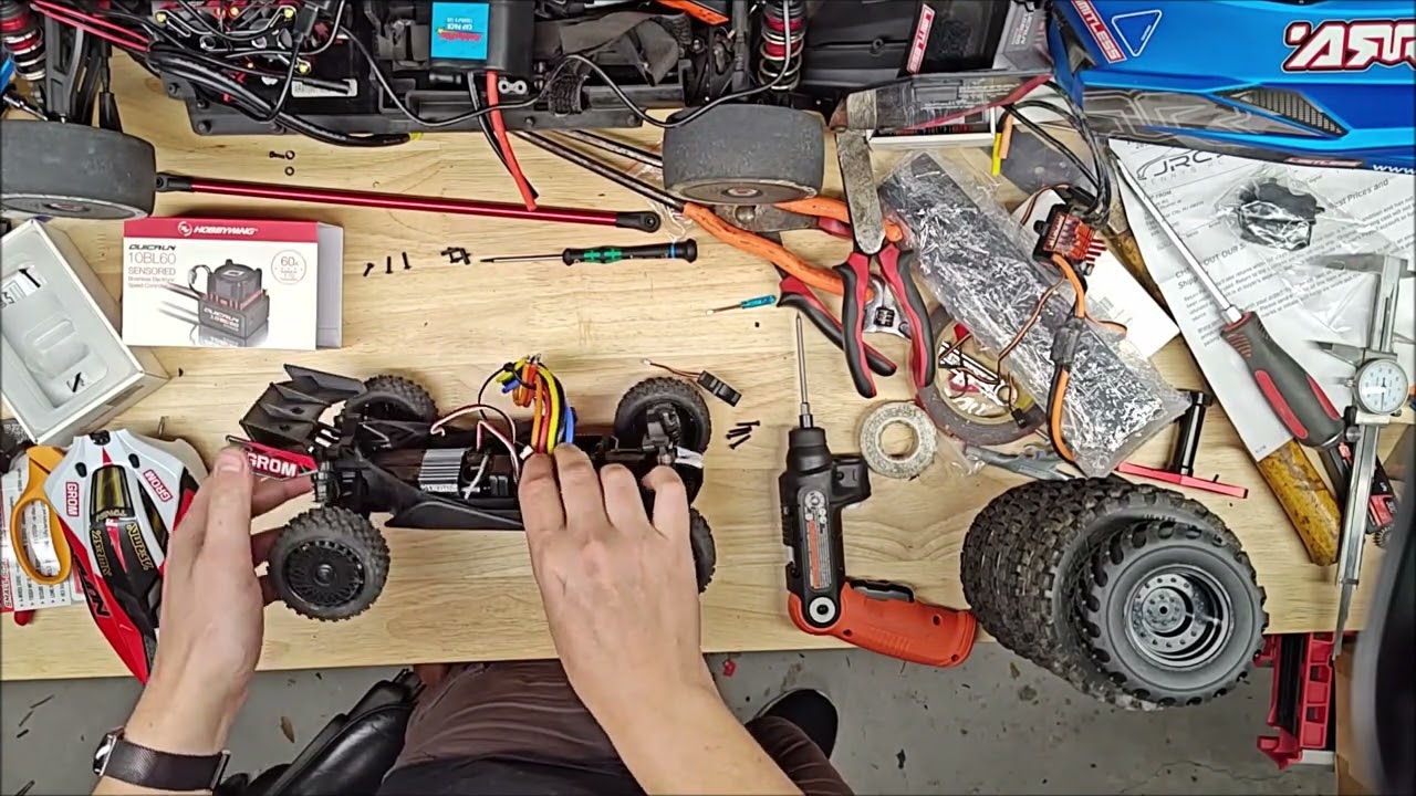 ARRMA Typhon Grom Brushless swap planning and test fitting
