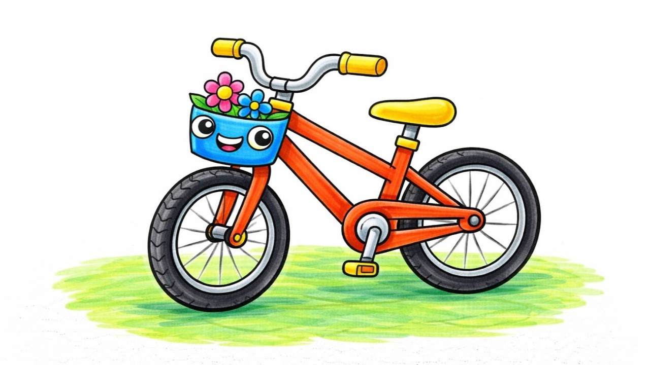 ​🚲 Easy a Bicycle Drawing for Kids | Drawing, and Coloring for Kids | Toddler Art Learning Video 🎨