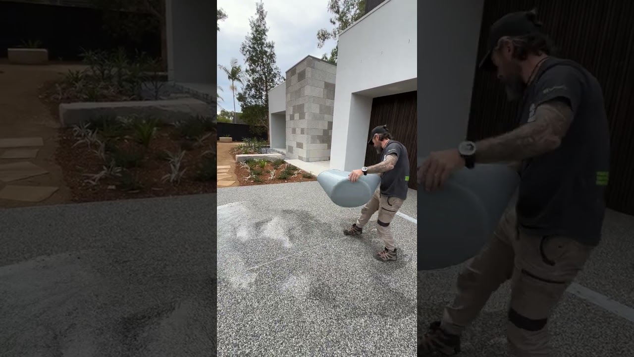 Water just drains completely through in seconds on this permeable pavement driveway