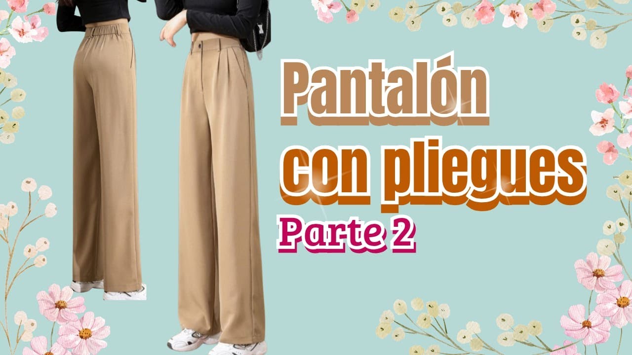 PANTALÓN CON PLIEGUES PARTE 2 Pantalón recto. Pantalón con bolsas. Pantalón con elástico en espalda.