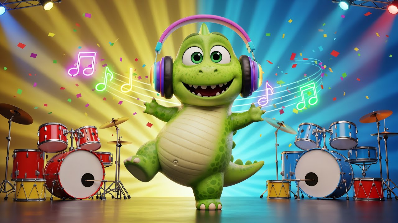 Baby Dinosaur Danser Boom Boom 🦖🥁 | Sjov 3D Dansesang for Børn