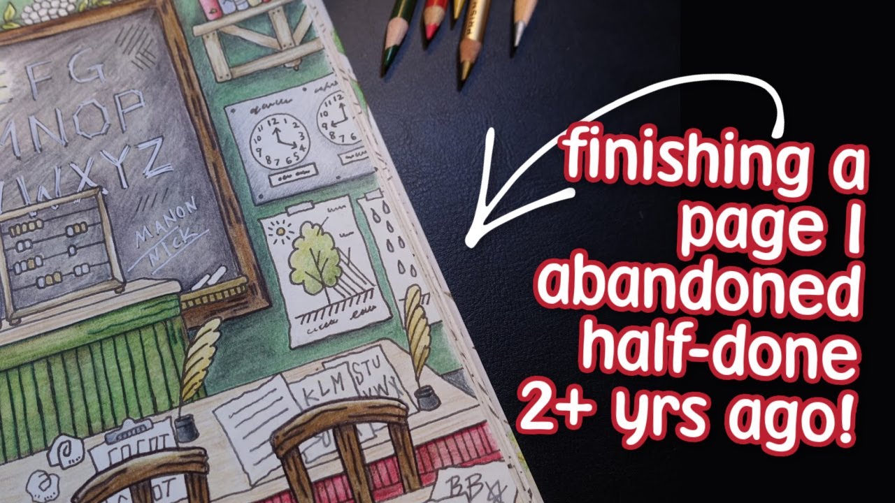 Finishing a page I abandoned half-way through more than 2 years ago!  -- Adult Coloring Tutorial
