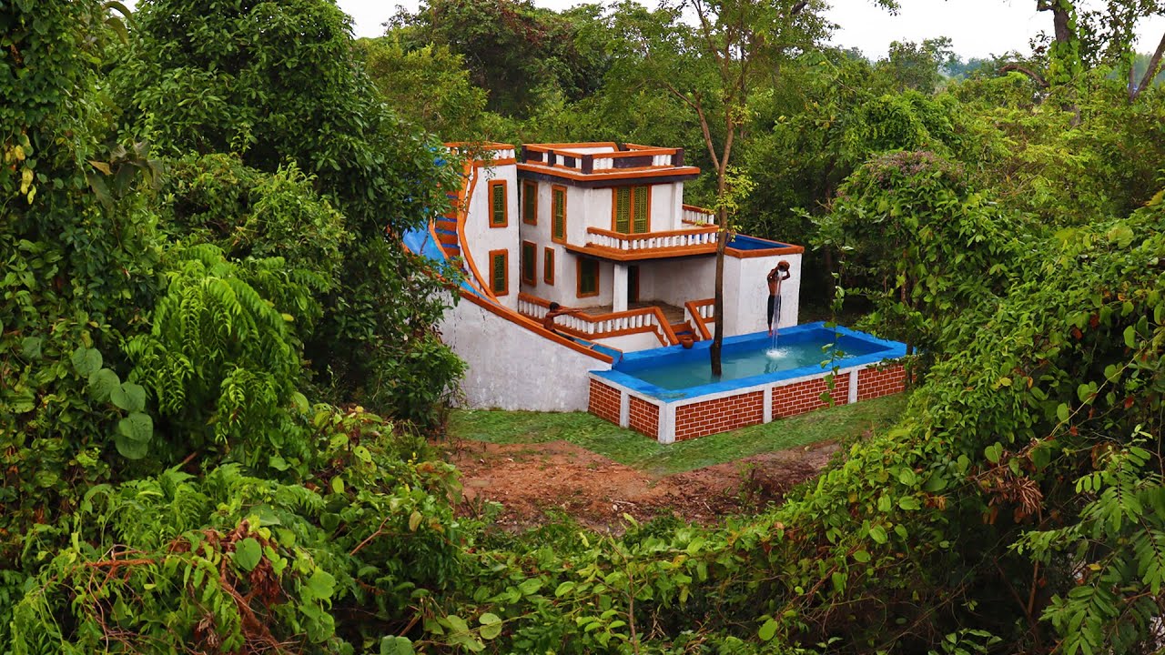 [Full Video] 99Days Build Nice-looking Villa House With Water Slide Park &Underground Swimming Pool