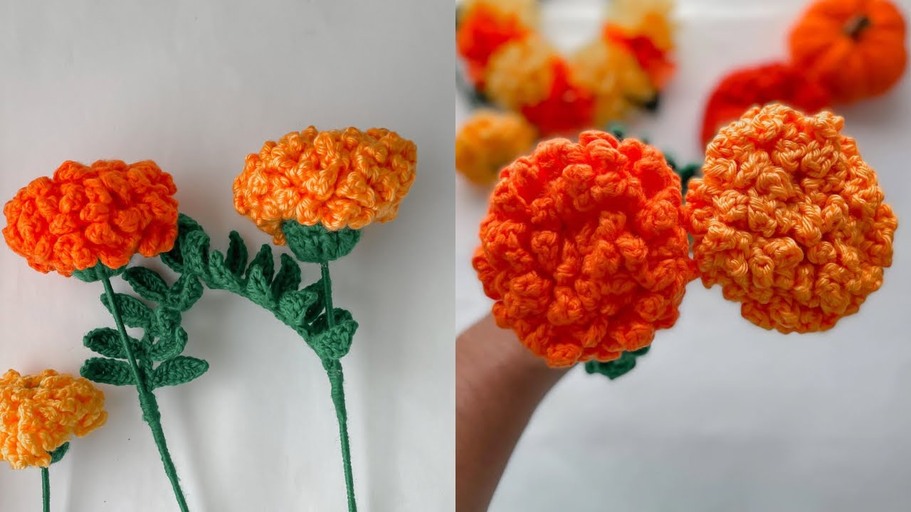 💀Tutorial Flor de Cempasúchil a Crochet paso a paso como tejerla🧶Crochet Cempasúchil Flower