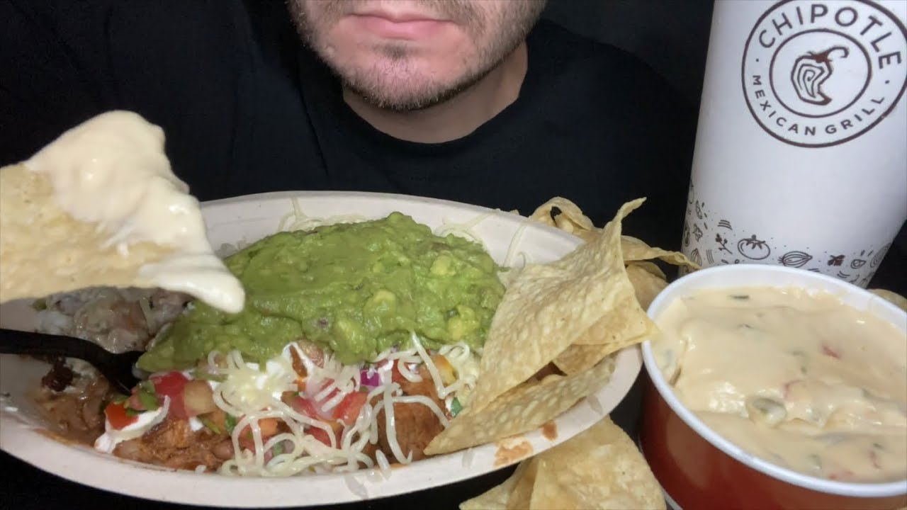 ASMR CHIPOTLE BURRITO BOWL CHIPS QUESO BLANCO (NO TALKING)