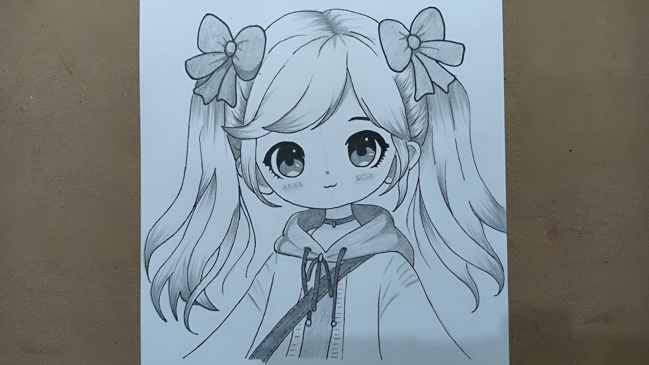 how to draw cute anime girl step by step || cute character drawing tutorial