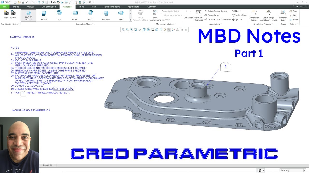 Creo Parametric - Model Based Definition (MBD) - Notes (Part 1 of 4)