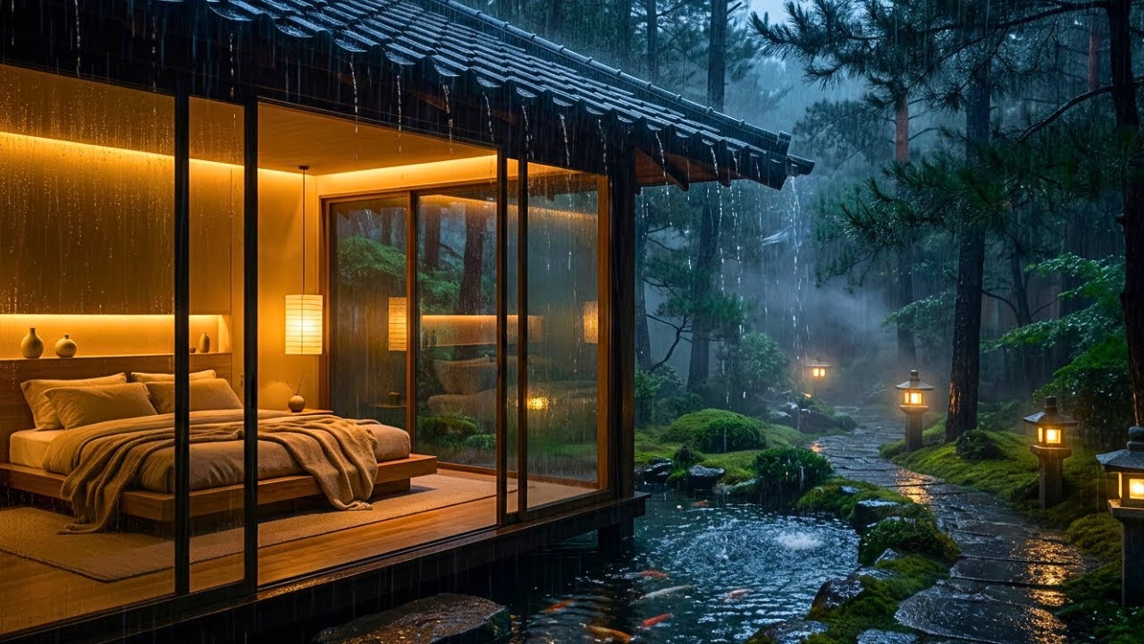 Relaxing Forest Cozy Cabin Rain Sounds for Deep Sleep,Anxiety,Overthinking, Insomnia & Stress Relief