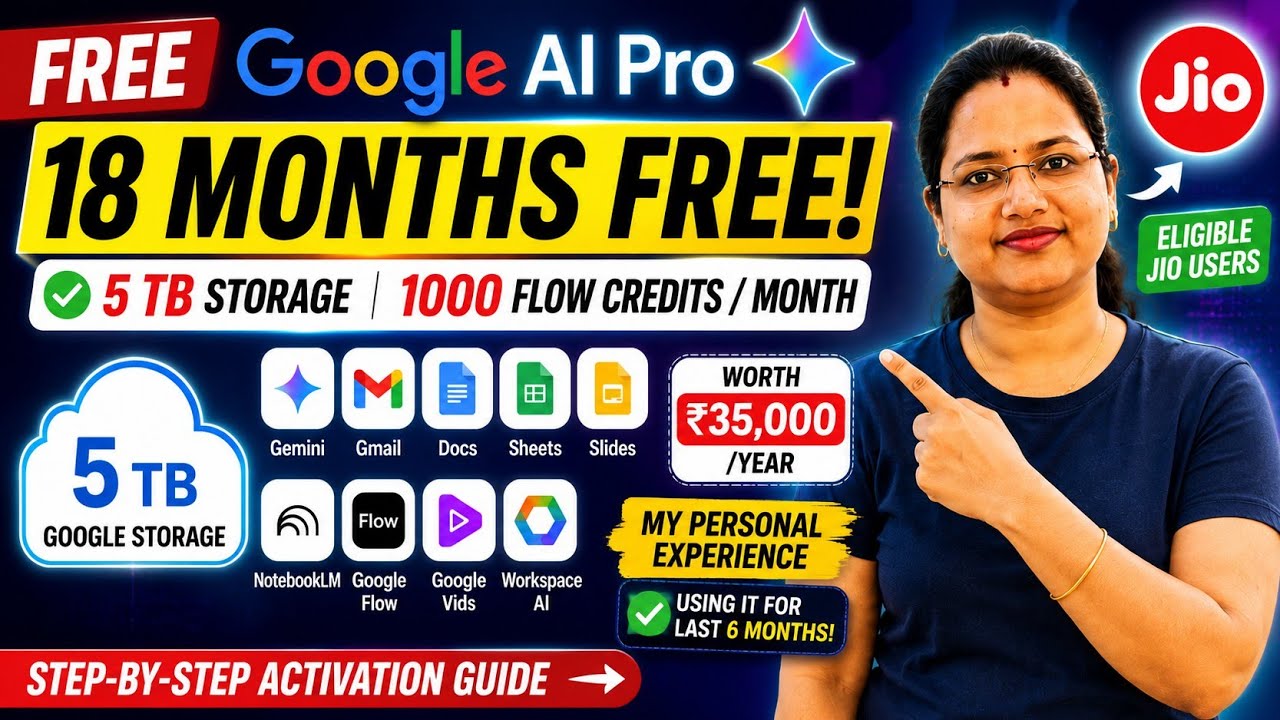 Claim Google AI Pro FREE with Jio | 5TB Google Drive + Gemini Premium Explained