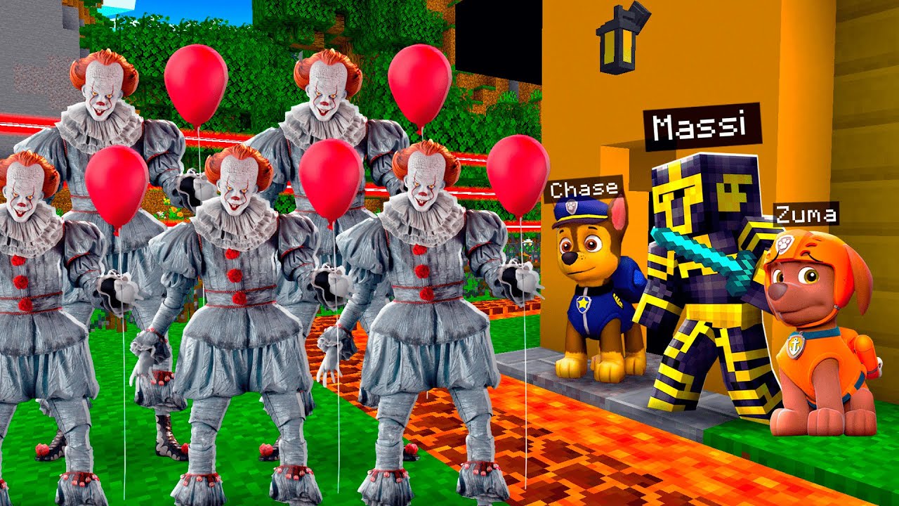 PAW PATROL me Ayuda a Defender MI CASA de APOCALIPSIS de PAYASO IT en MINECRAFT 😱