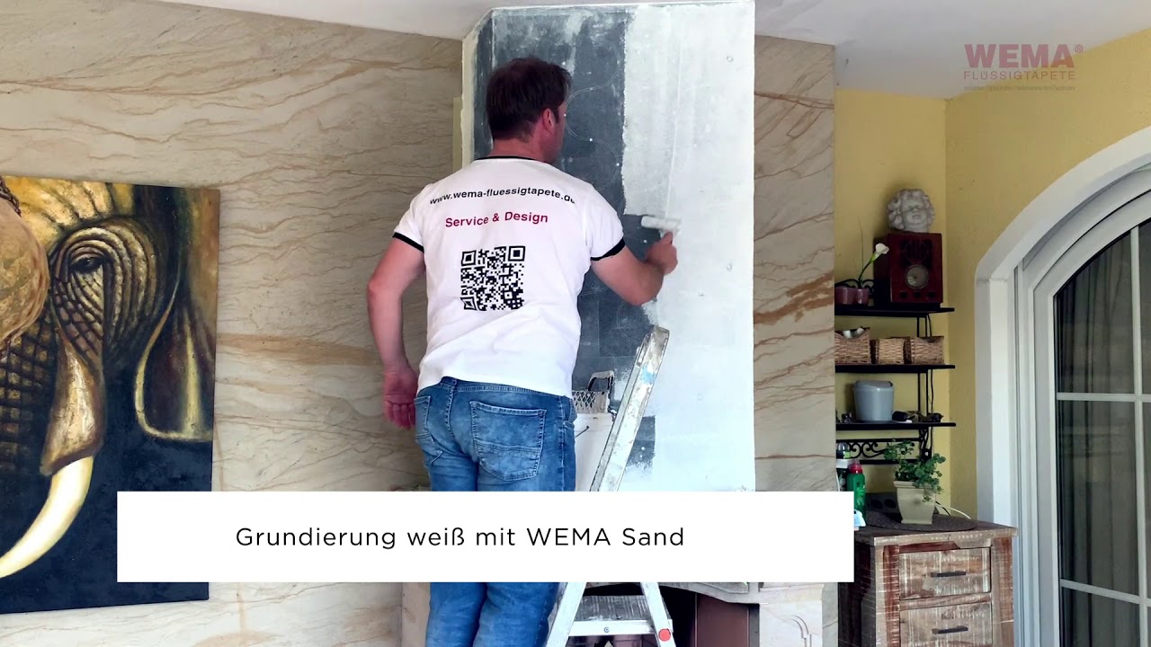 WEMA Flüssigtapete + LED Montag am Kamin