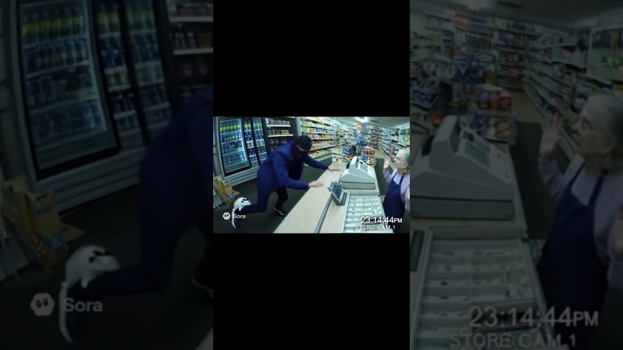 Cat stops robbery and helps Granny in market 😲😎❤️ #funny #cat