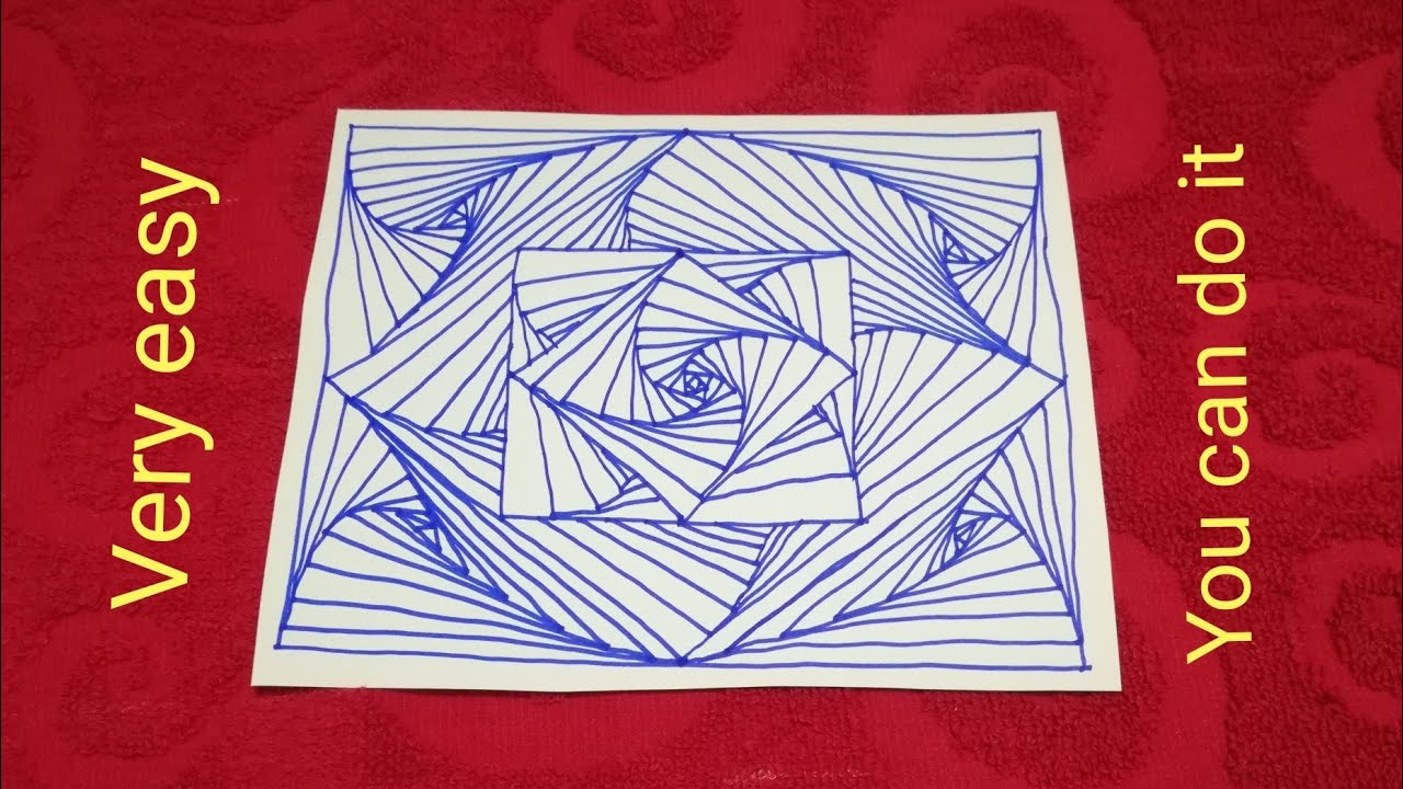 Easy abstract drawing | Overlapping 3D Line Illusion | 3d art therapy | pencil drawing