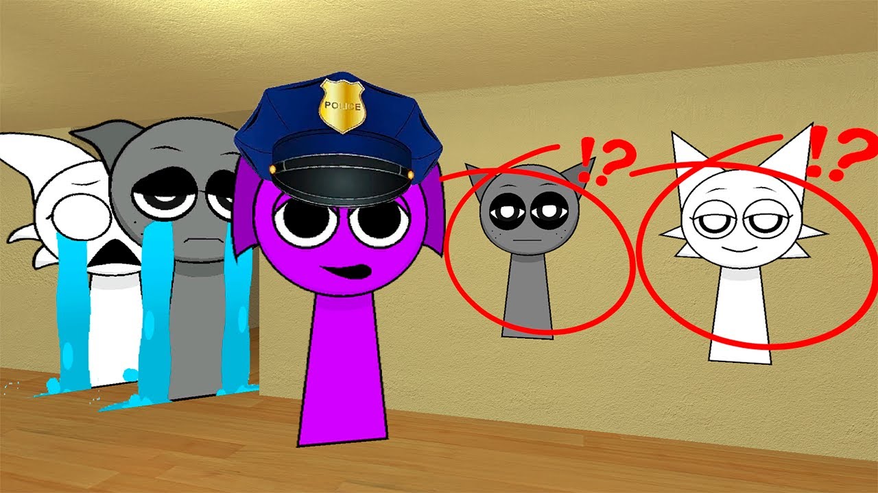 Policeman Durple Searches for Sad Sprunki Wenda and Grey