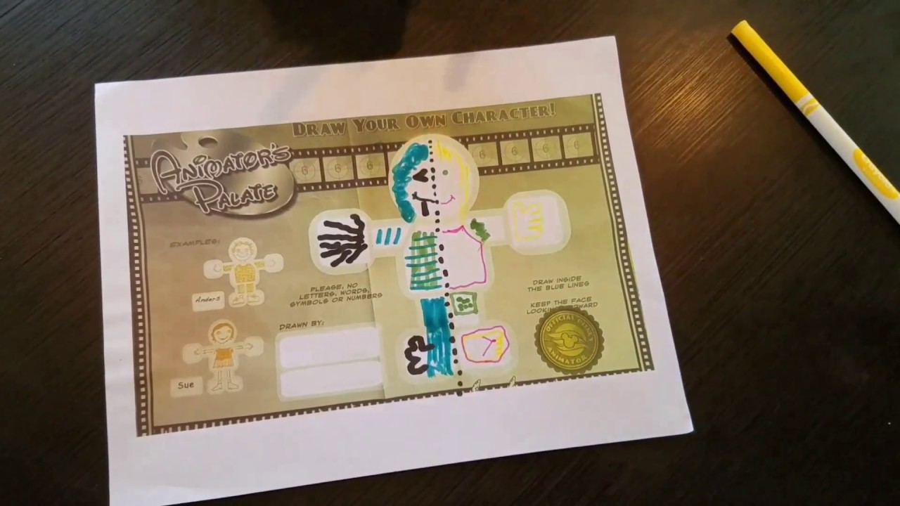 Disney Cruise Lines Animator's Palate's - Draw your own Character page