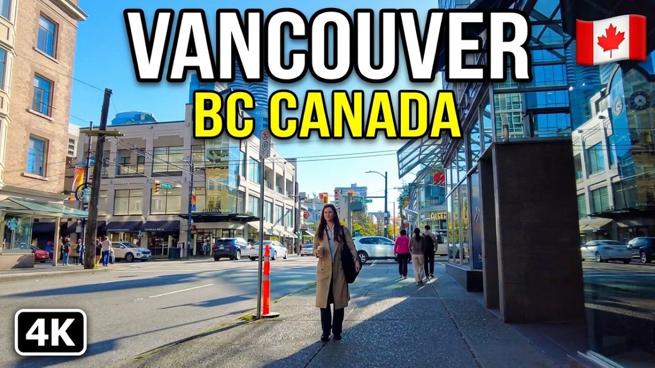 🇨🇦  [4K] 🌞 Downtown Vancouver Walking Tour, BC Canada 