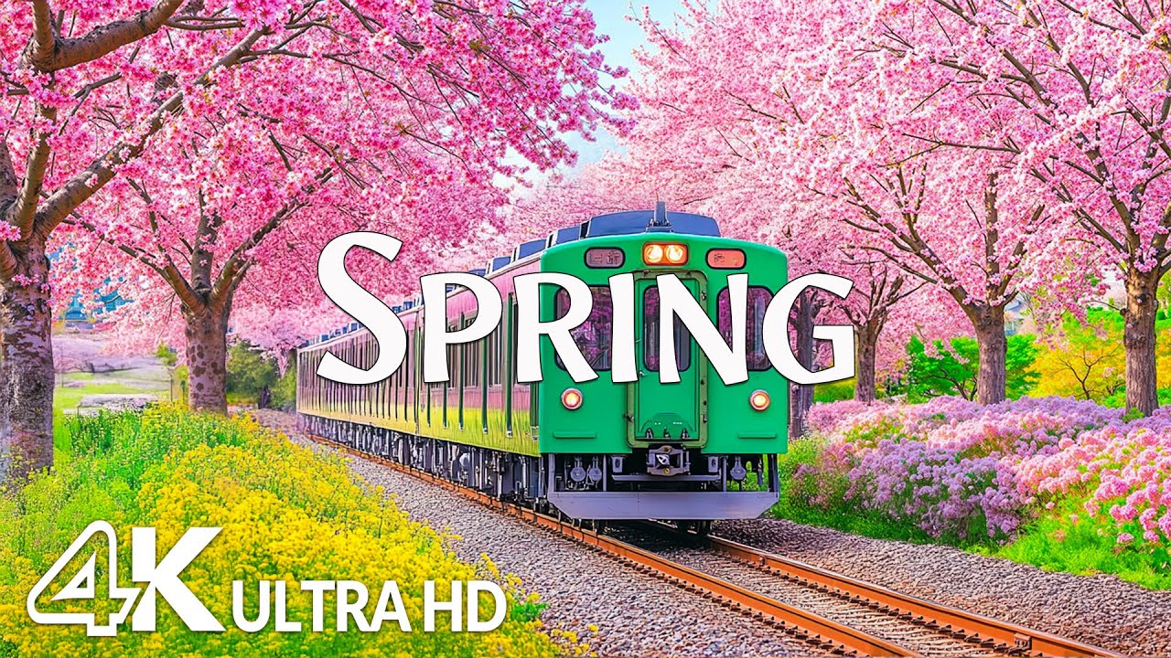Spring Jeju 4K, Korea - Picturesque Spring Landscapes, Blooming cherry blossoms & Petal-Filled Paths