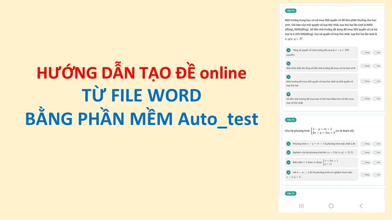 Chia sẻ cách tạo đề online từ file Word bằng phần mềm Auto_test