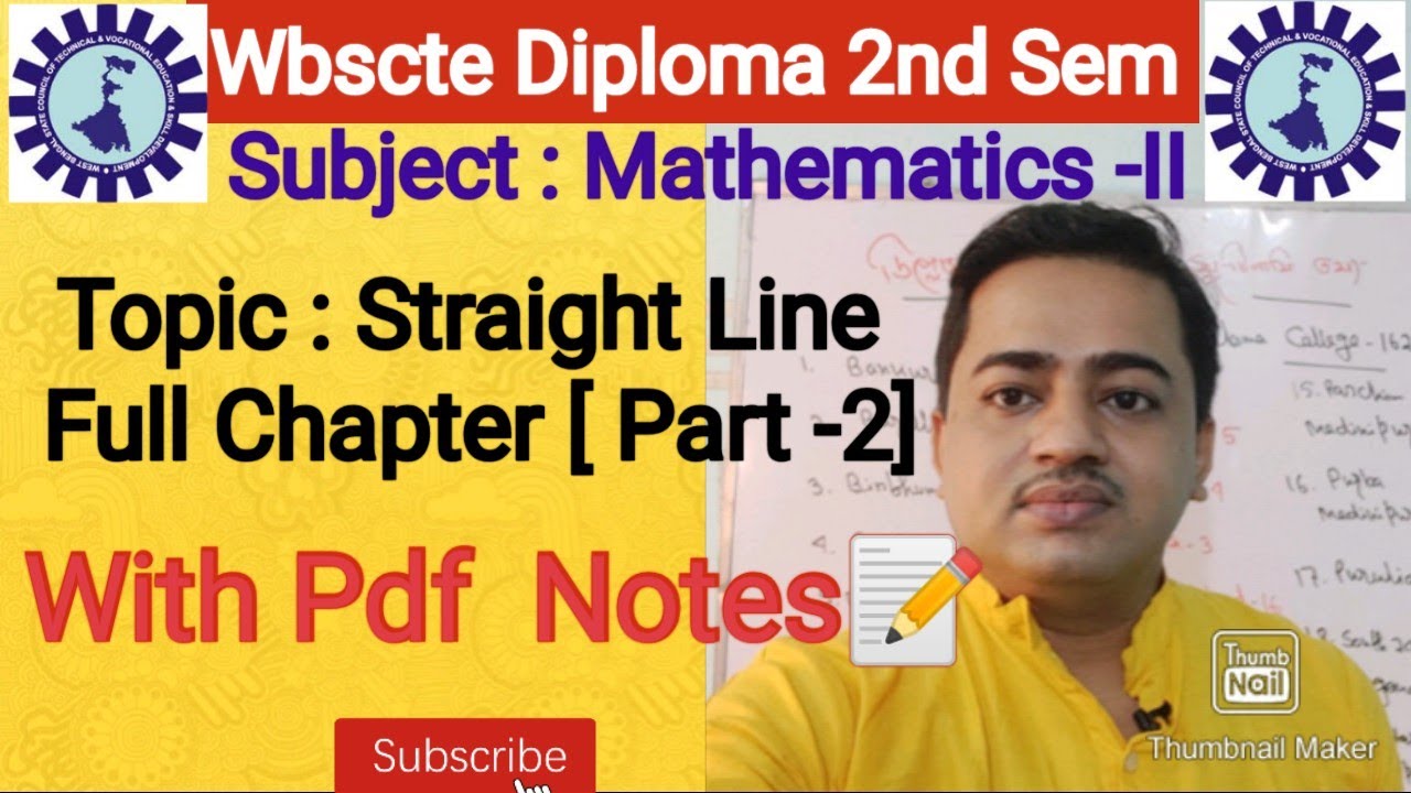 #Wbscte Diploma 2nd Sem|| Mathematics-II || Topic : Straight Line ||Unit-2 ||