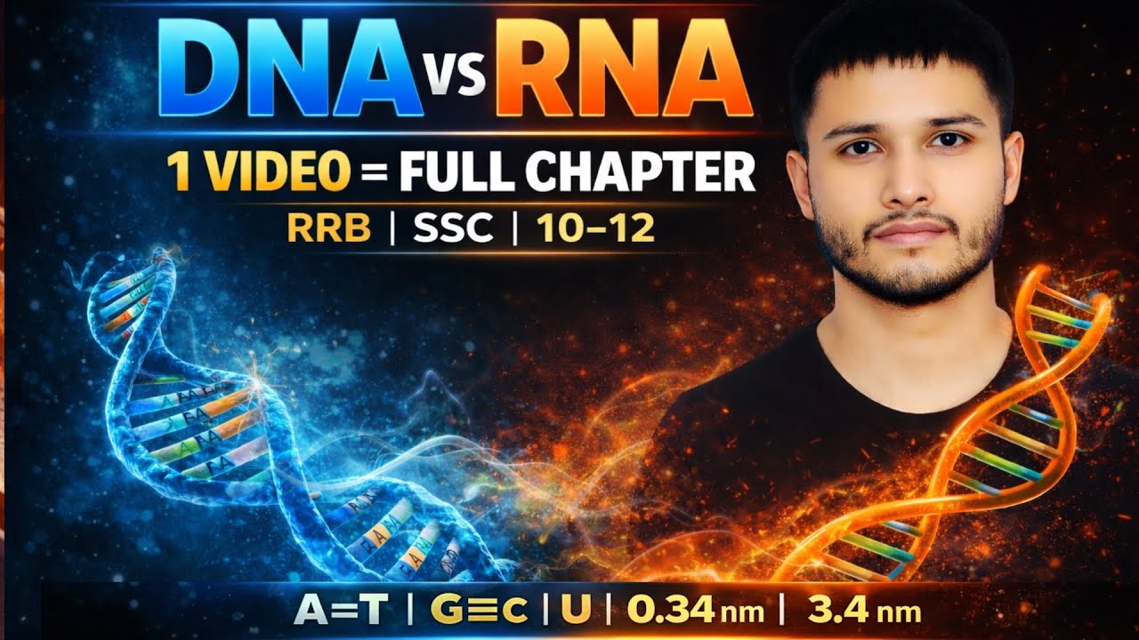 DNA vs RNA 🔥 | DNA RNA Full Chapter in Hindi | NCERT + RRB Group D Science | Biomolecules