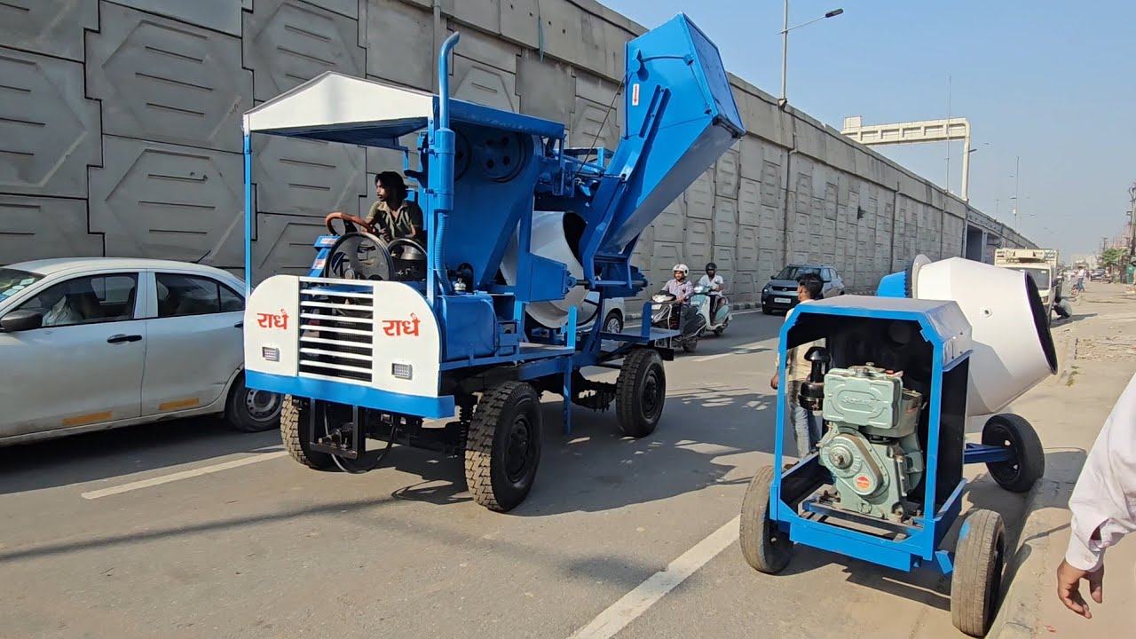सेल्फ ड्राइव मेकेनिकल हॉपर | Tractor Attached Concrete Mixture Miller Machine With Hopper 