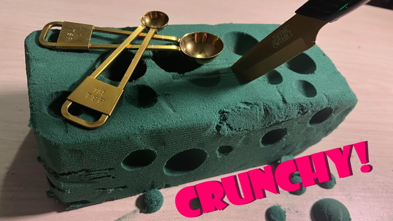 ASMR | Scooping And Cutting Crunchy Floral Foam!