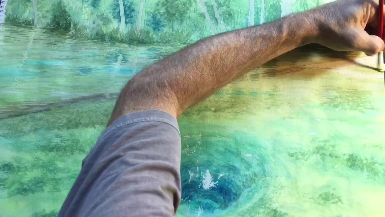 Watercolor Timelapse Painting: Clear Water with Reflections