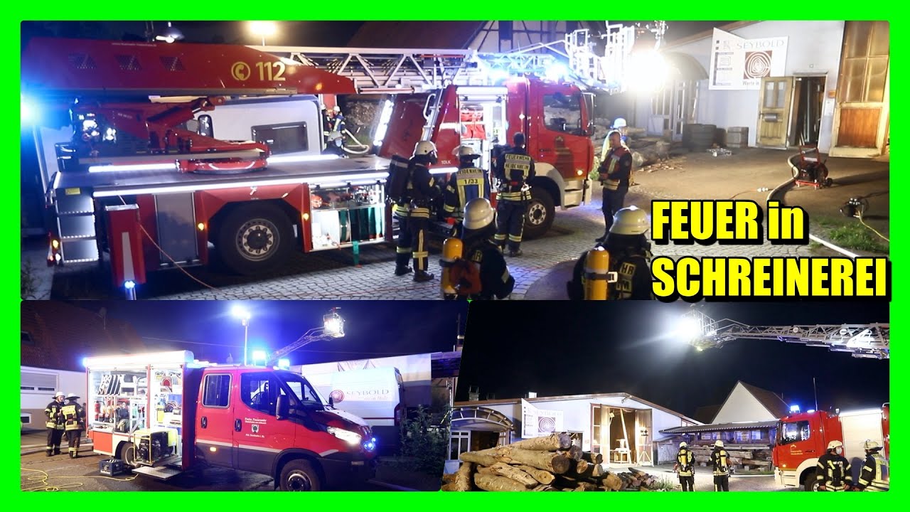 FEUER in SCHREINEREI (Steinheim am Albuch) - LÖSCHARBEITEN mehrerer FEUERWEHREN - [E]