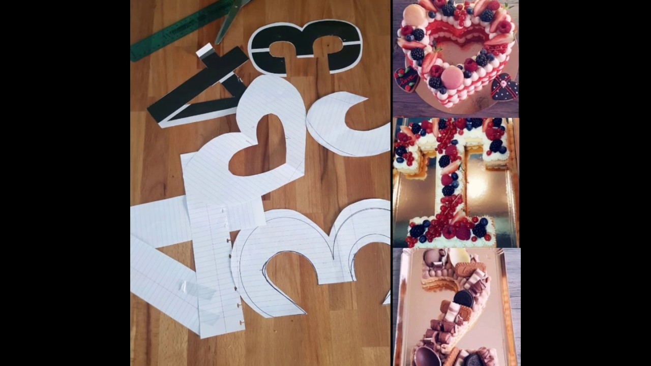 لاول مرة على اليوتوب كيف  تقصي اشكال كيكة الحروف و الارقام 😍comment découper pour formes number cake